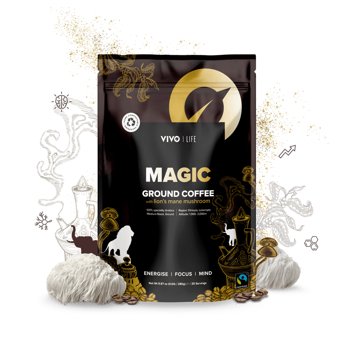 Organic Ground Coffee - 280g - 20 servings Vivo Life Greece